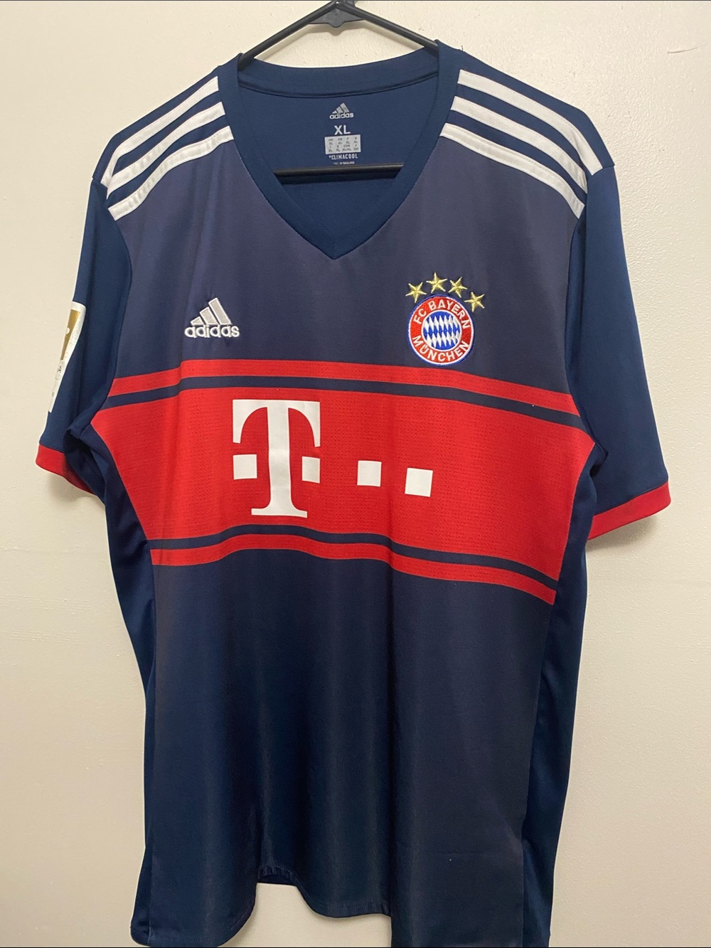 adidas Navy and Red FC Bayern Munich Youth Soccer Jersey